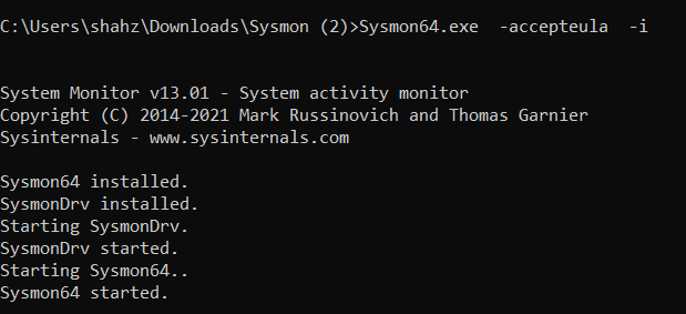 Sysmon Default Installation