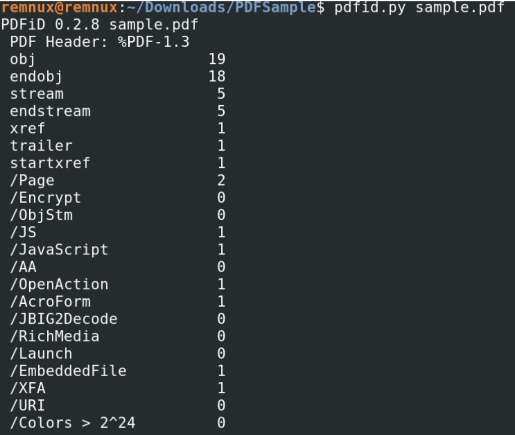 PDFID Output