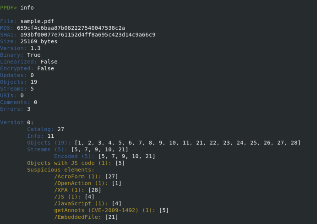 info command