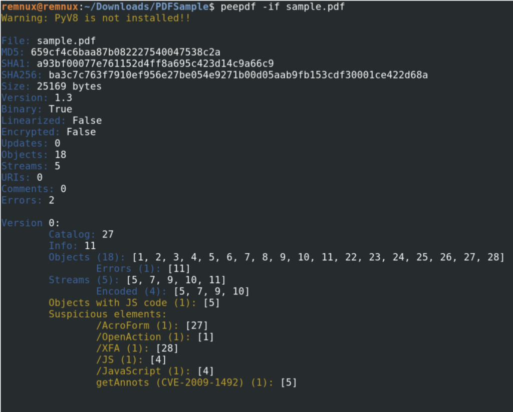 PeePDF Output